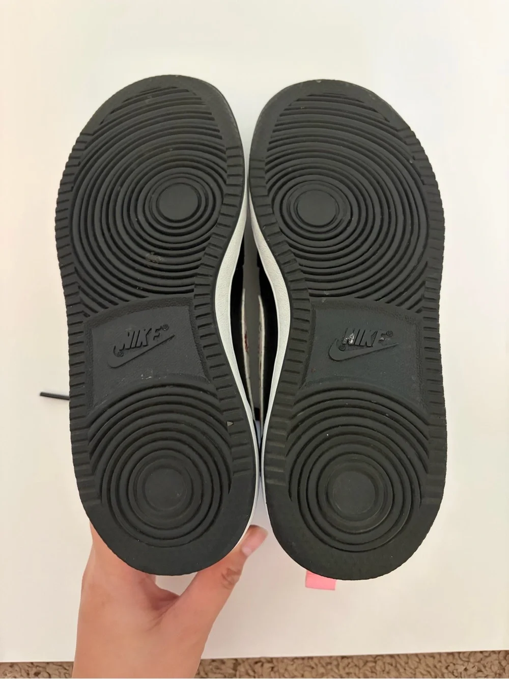 Nike Kids Black Sneakers with Floral White Swoosh